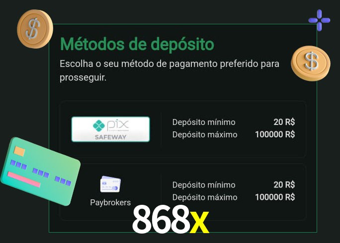 O cassino 868x oferece uma grande variedade de métodos de pagamento